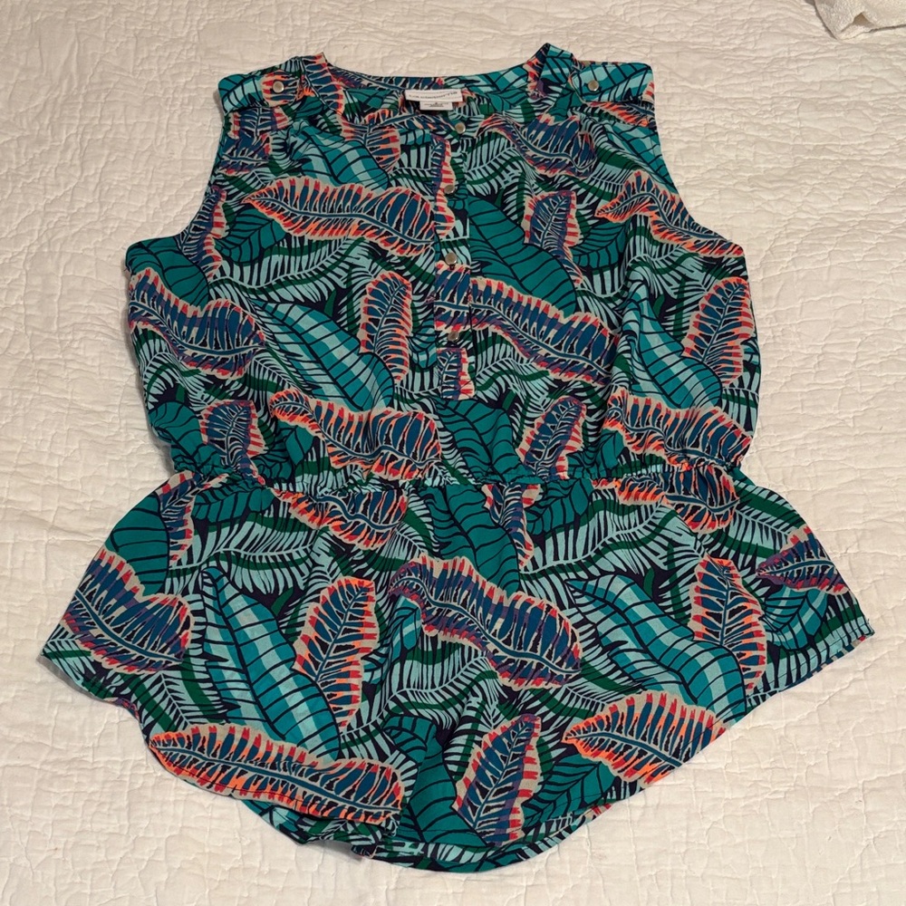 Liz Claiborne Vibrant Leaf Print Blouse